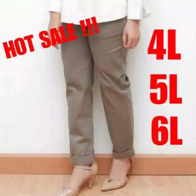 Baggy Pants Jumbo Wanita / Baggy Xxl / 4L / 5L / Beggy Jumbo / - Xxl, Cream