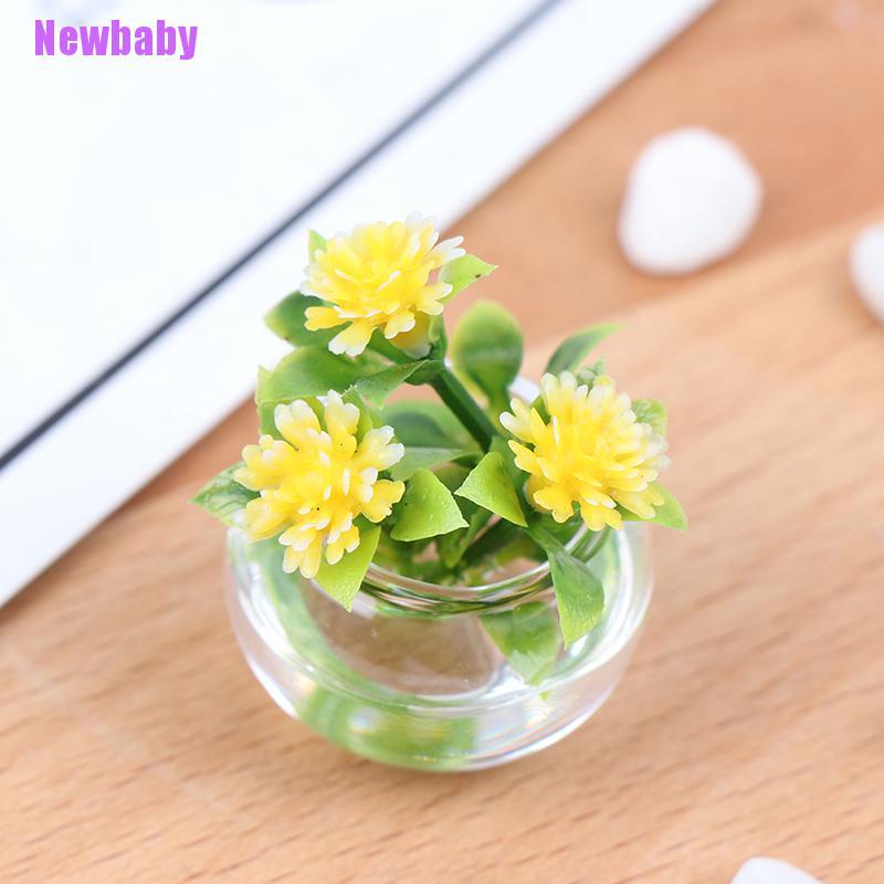 (Newbaby) Miniatur Pot Bunga Hidroponik Skala 1: 12 Untuk Rumah Boneka