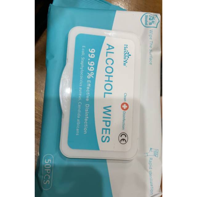 MEISHIYU ALCOHOL WIPES / TISU BASAH ALKOHOL DISINFEKTAN 75 % 50 PCS