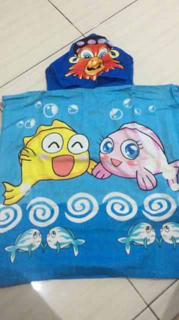 Clearance Sale Handuk Topi Poncho Baby Fish Karakter Lucu