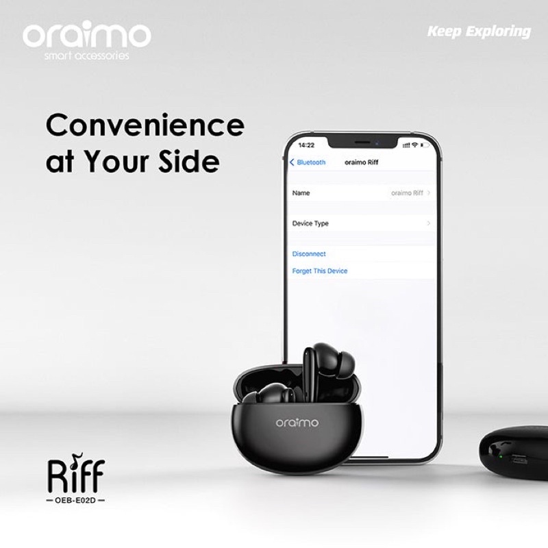 Oraimo OEB-E02D Riff TWS Bluetooth Earphone v5.0 Wireless Handsfree Headset - Garansi 1 Tahun