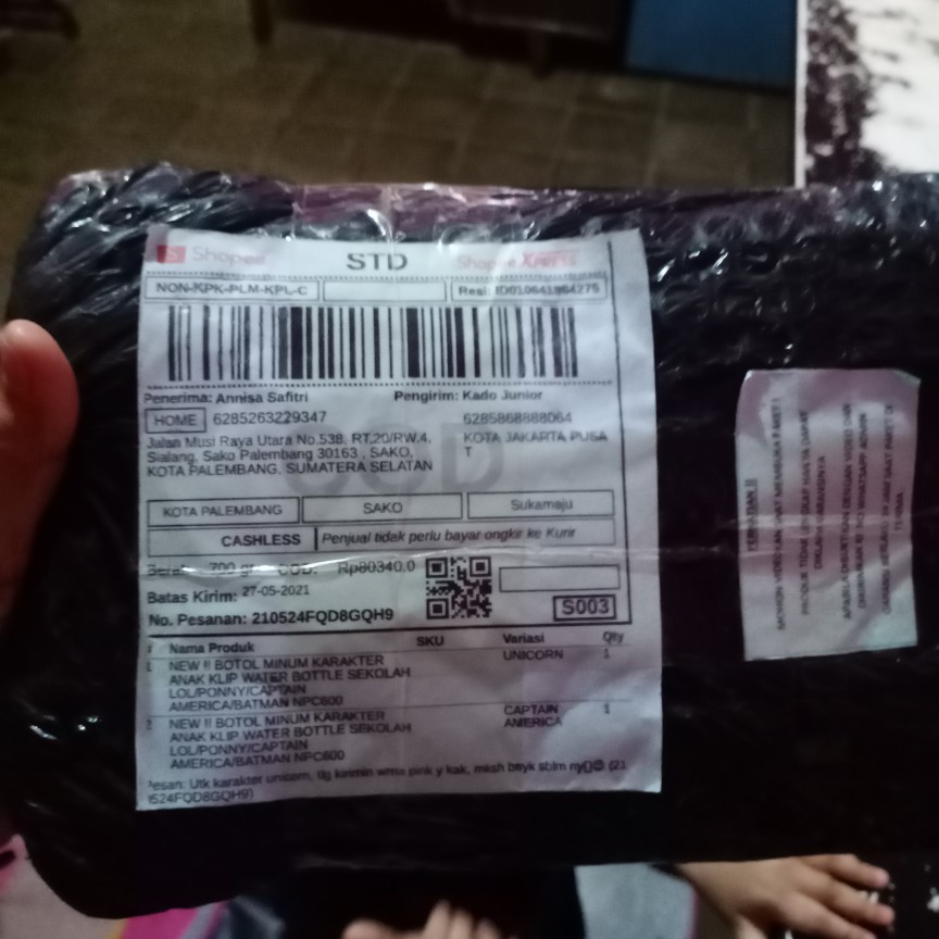 New !! Botol Minum Karakter Anak Klip Water Bottle Sekolah Lol/ponny/captain America/batman Npc600