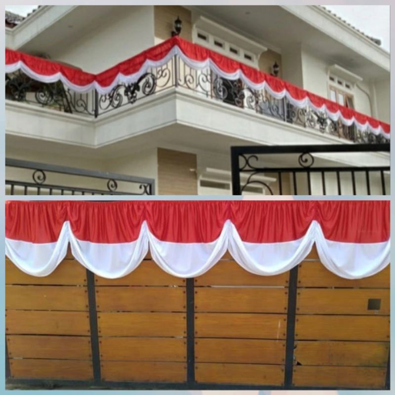 Jual bendera merah putih rumbai polos bendera merah putih panjang ...
