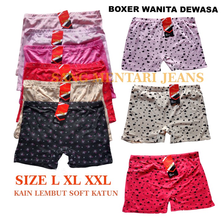 Boxer Wanita Dewasa CD Boxer Wanita Kain Soft Katun Nyaman Dipakai