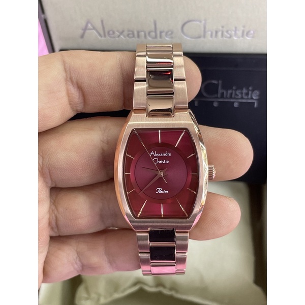 alexandre christie 2980lh wanita rosegold plat merah