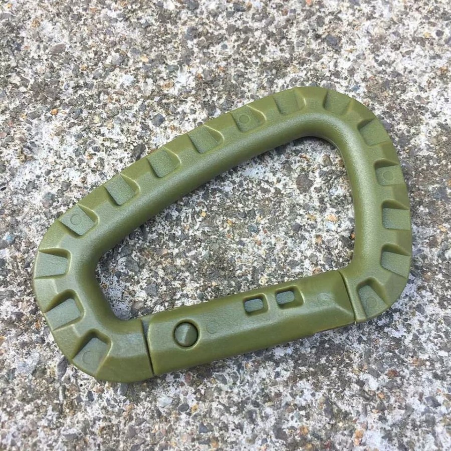 carabiner army kuat baja plastik warna hitam cream hijau  gantungan carabiner