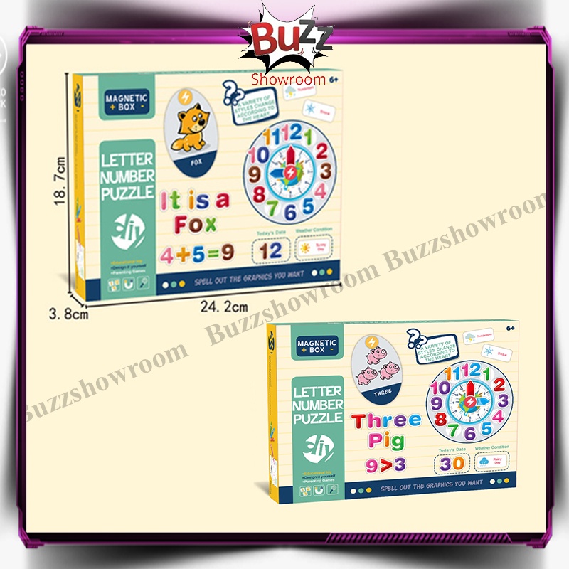 Letter Number Puzzle Magnetic Mainan Edukasi Anak Box Belajar