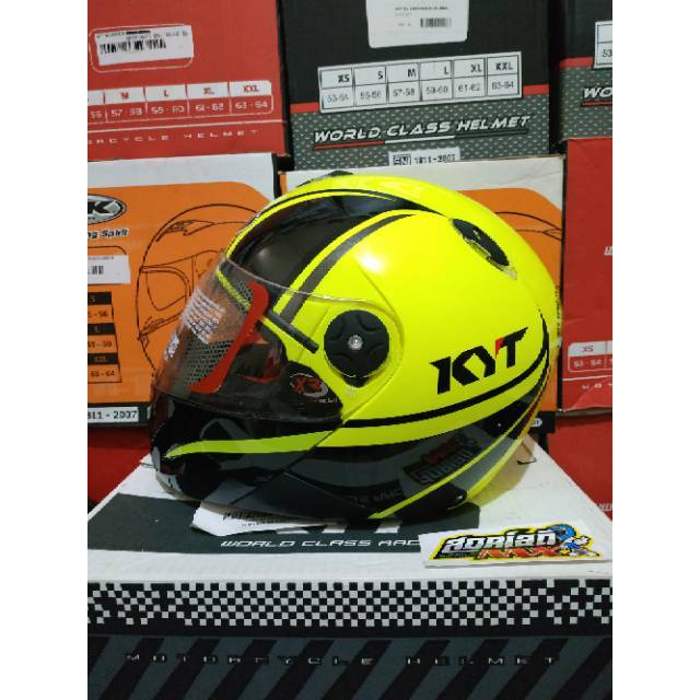 HELM KYT X ROCKET RETRO MOTIF 2 YELLOW FLUO BLACK HELM FULLFACE KLASIK HELM KYT XROCKET X ROKET ORI