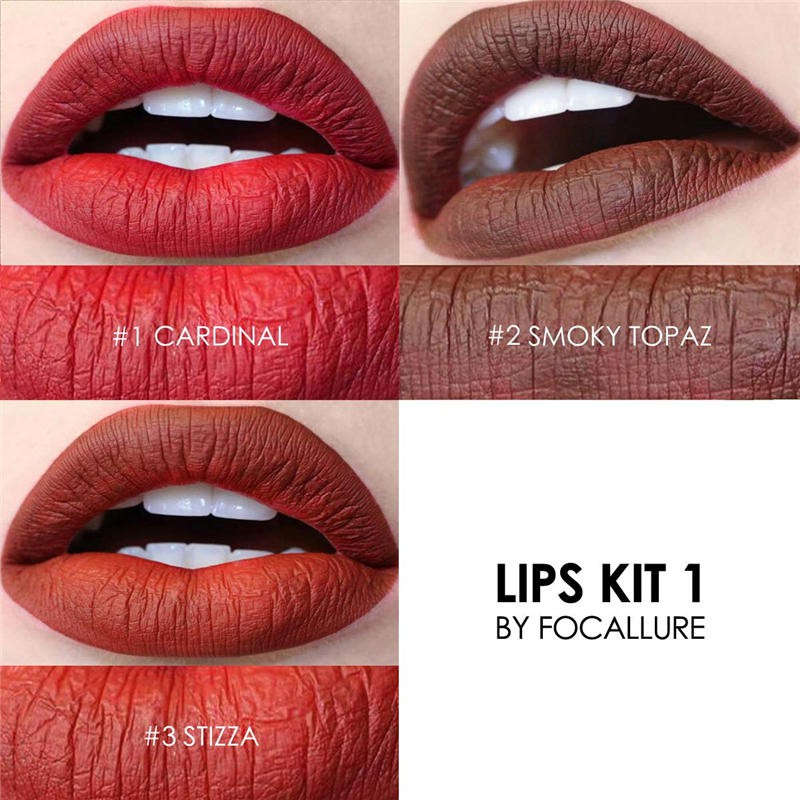 (READY&amp;ORI) Focallure 3 Pcs Matte Lipstick Crayon Kit FA22 FA 22 Paket Ombrer Viral Lip Matten Satin Tahan Lama Waterproof