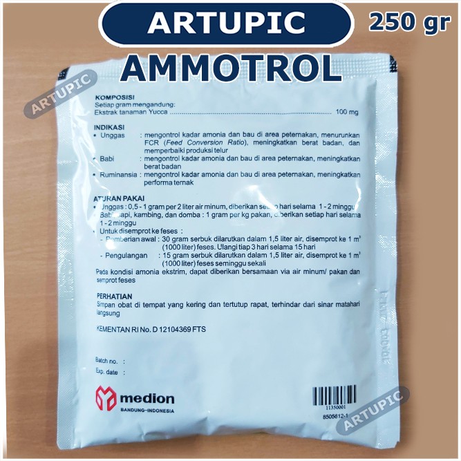 Ammotrol 250 gram Penghilang Bau Kotoran Fases Ayam Unggas Sapi Babi Herbal Pengontrol Amonia