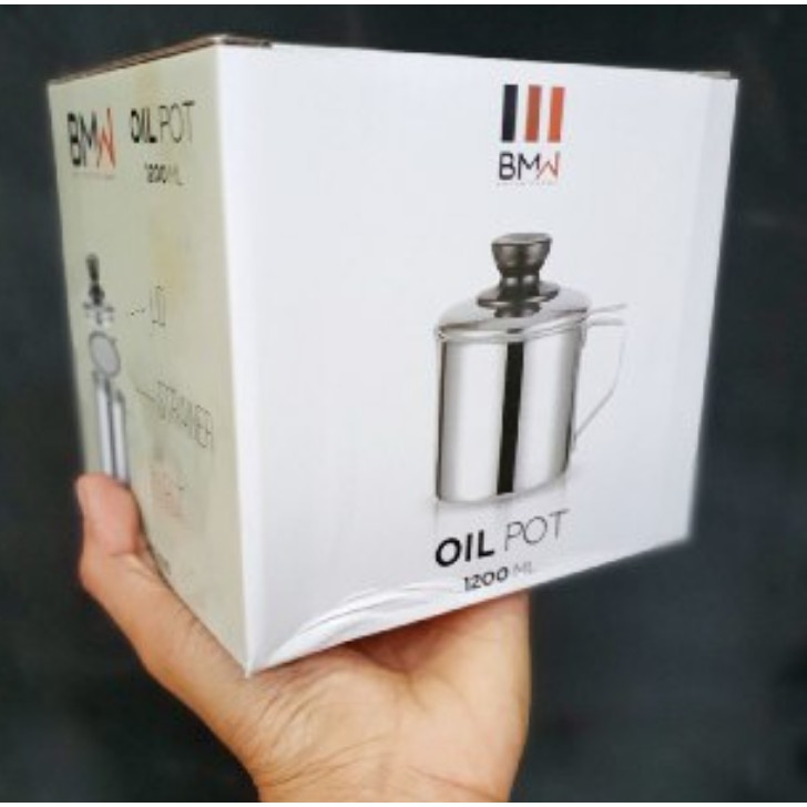 Cangkir alat saringan minyak alat pemisak minyak goreng dan ampas Oil Pot diameter 12cm stainless