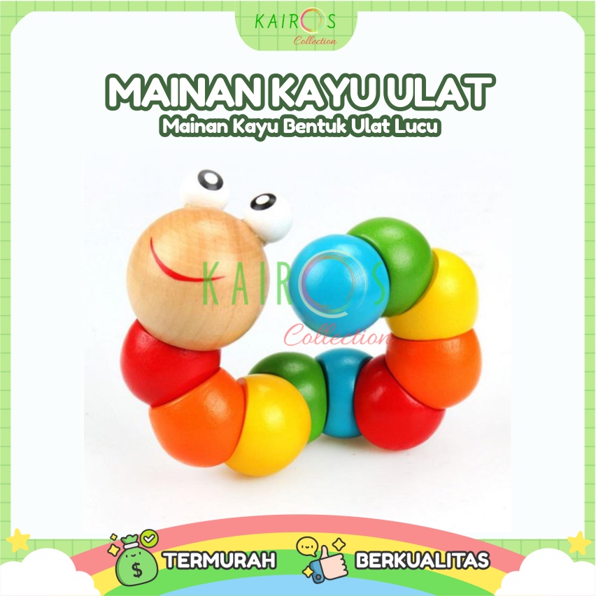 Mainan Ulat Kayu - Worm Colorful Wooden Toy