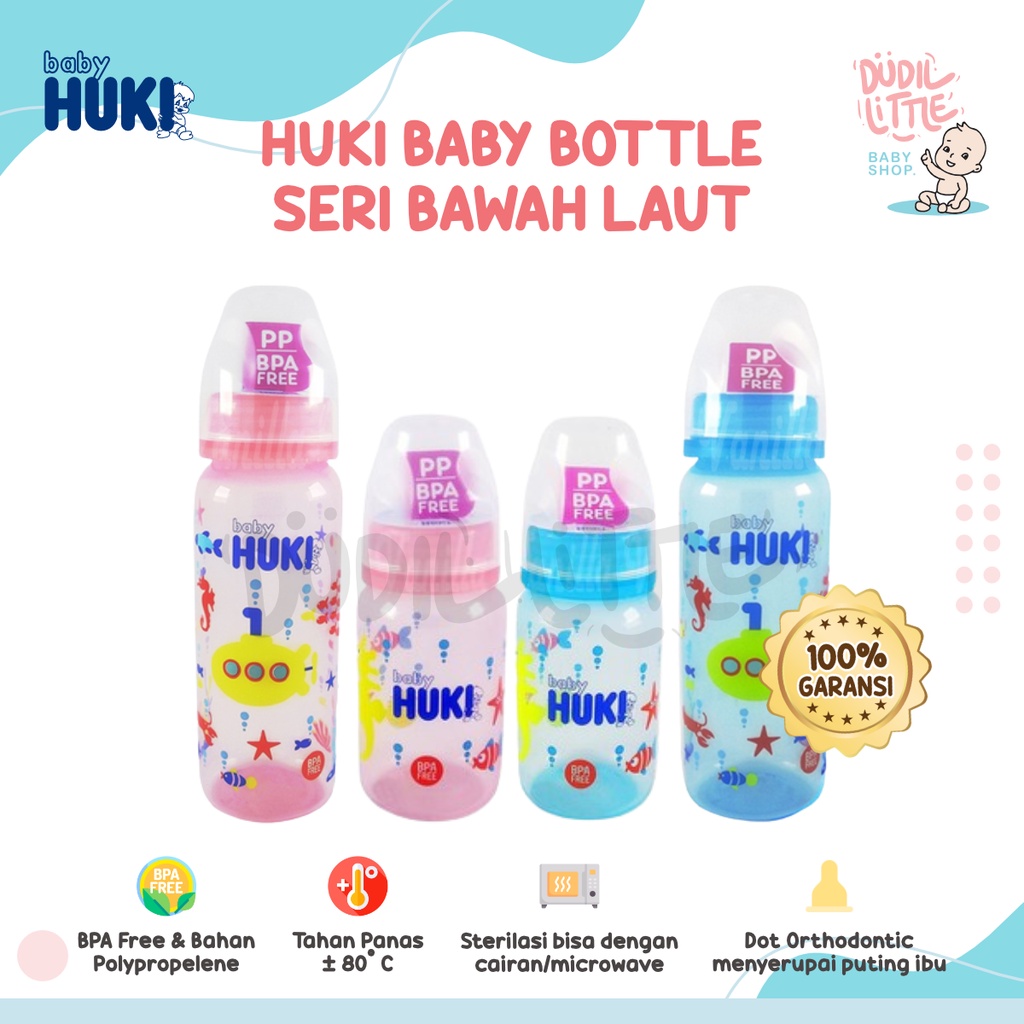 Botol Huki 120-240ml Dot Orthodontic Sea Horse Marine Baby Round Milk Bottle 100% Garansi