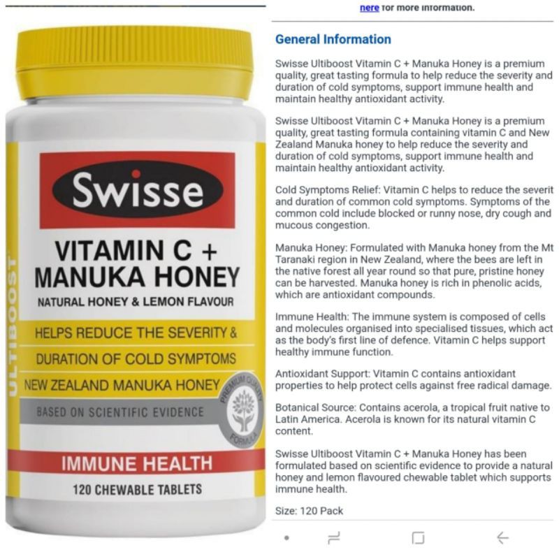 Swisse Vitamin C + Manuka Honey