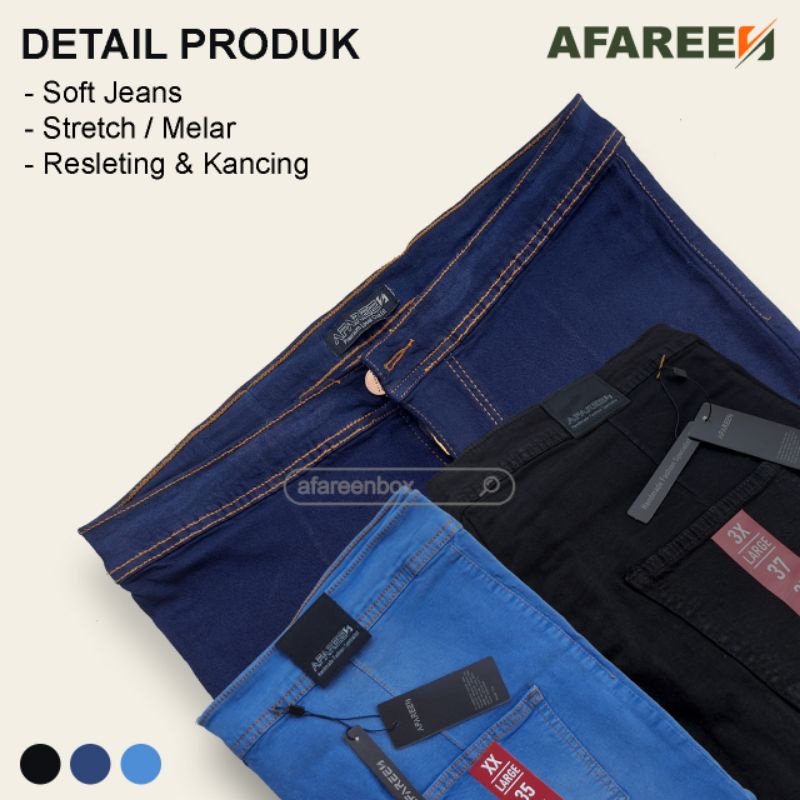 AFAREEN - Celana Jeans HW Celana Haighwaist Wanita Jumbo Melar stretch Body Goal 31-42