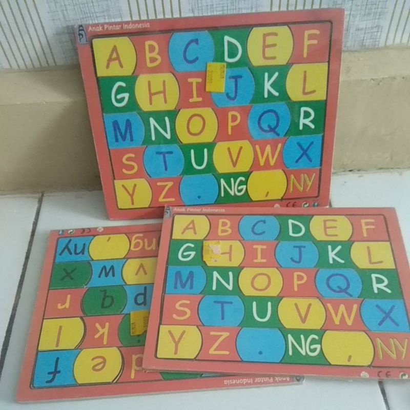 puzzle kayu alfabet alat peraga edukatif anak