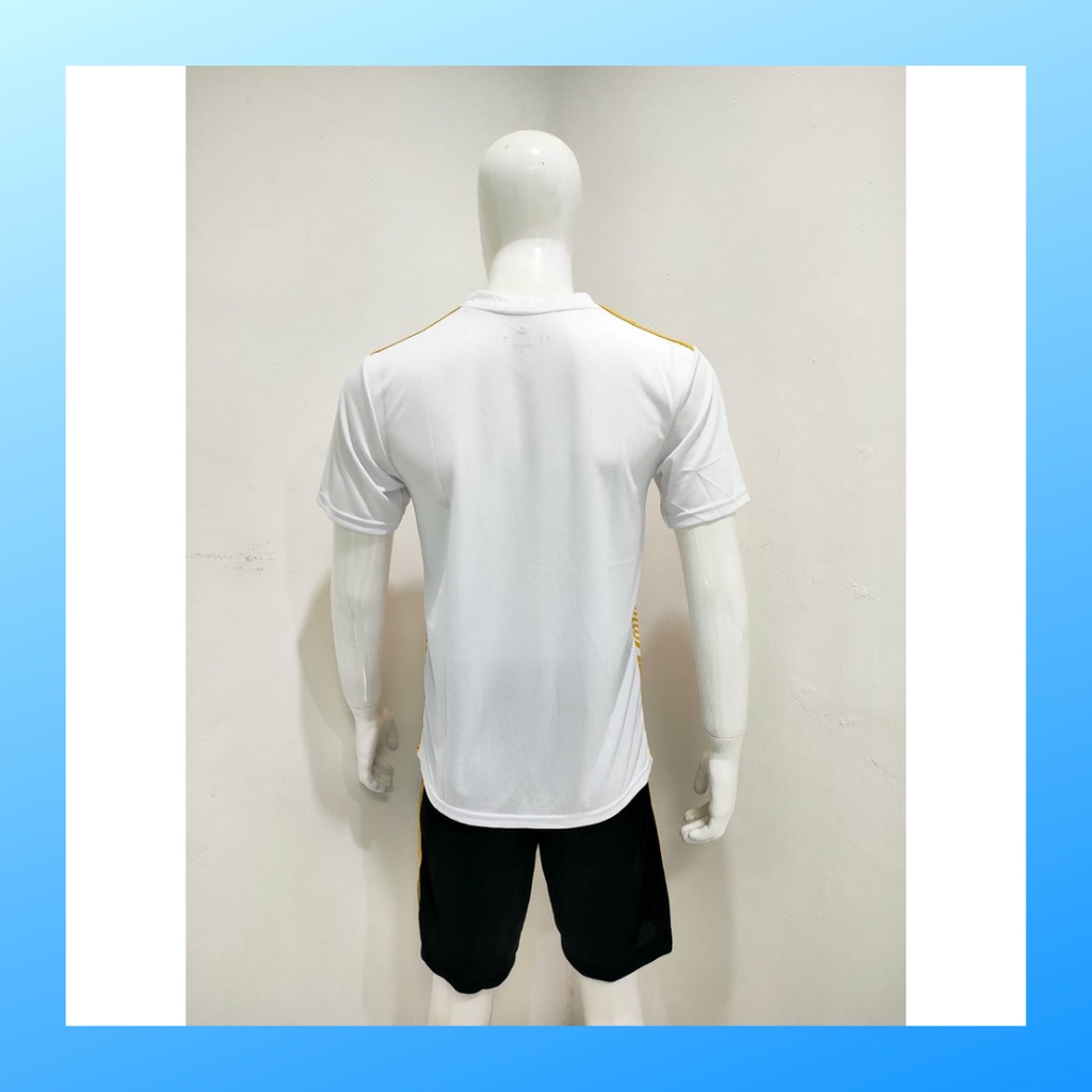 Kaos futsal pria jersey sepak bola baju dan celana setelan wanita dewasa t-shirt outfit seragam jarsey kostum olahraga pakaian apparel sport jersy soccer casual jersi suit AD162 putih