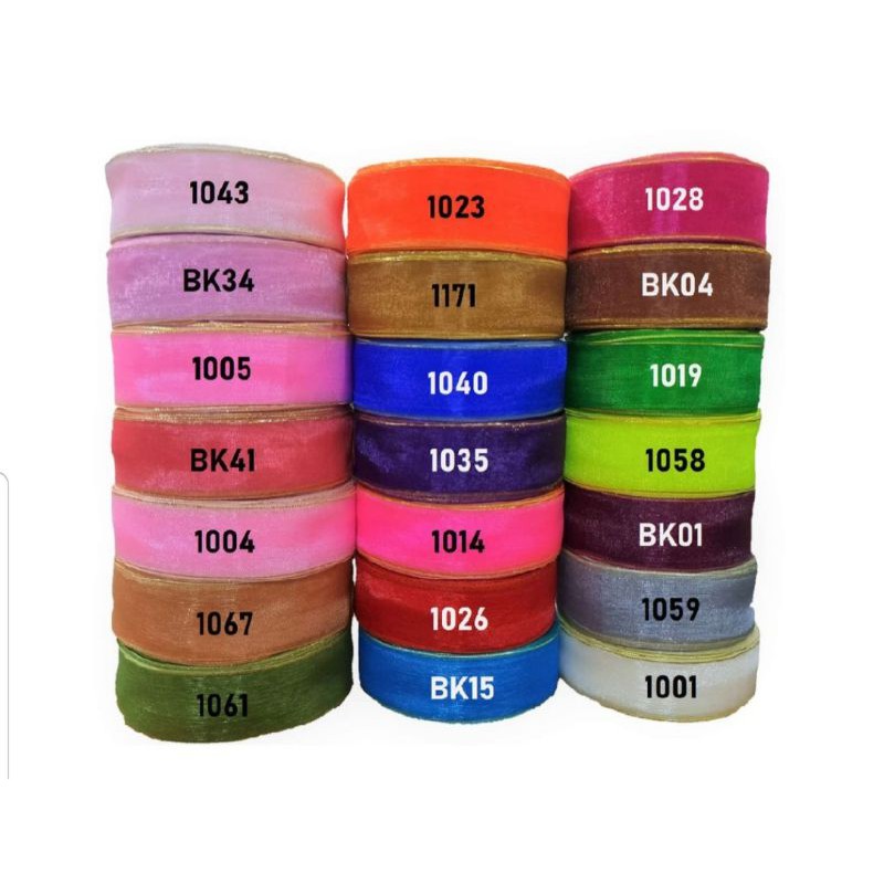 

Pita Organdi List Emas 1 INCH / 2,5 cm PER Meter
