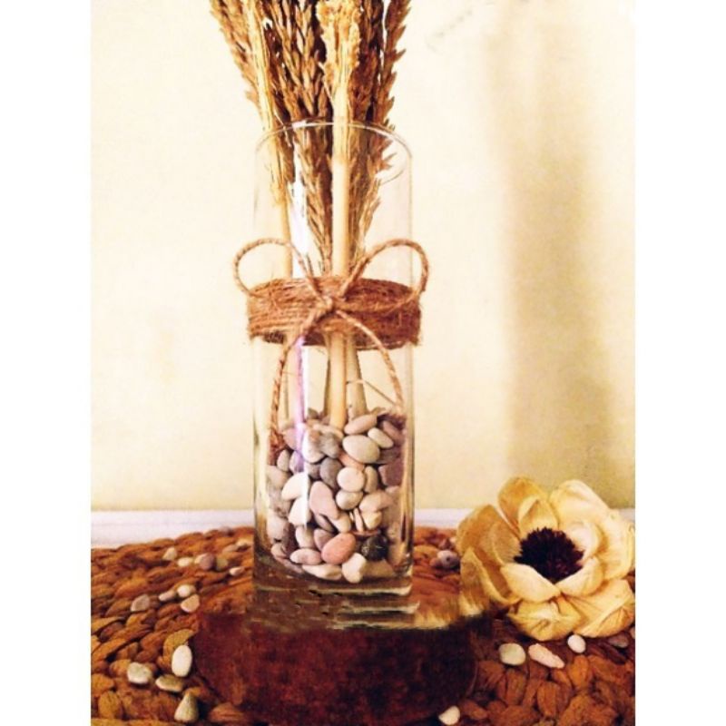 Vas Bunga Kaca Bening / Vas Bunga hidup / Vas kaca tali rami