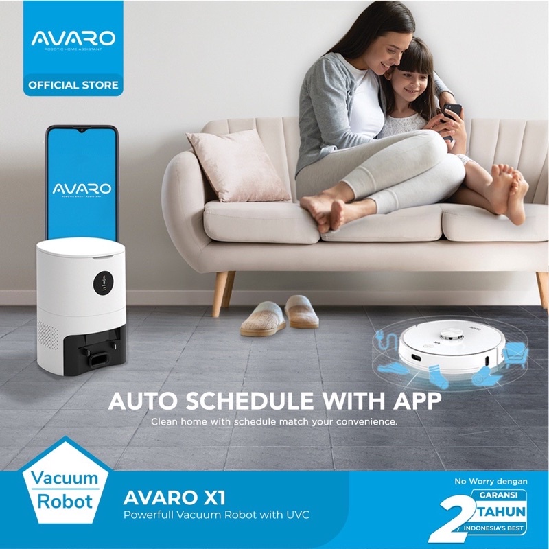 Robot Vacuum Cleaner Avaro X1 Sapu Pel Vakum with Auto Empty Station