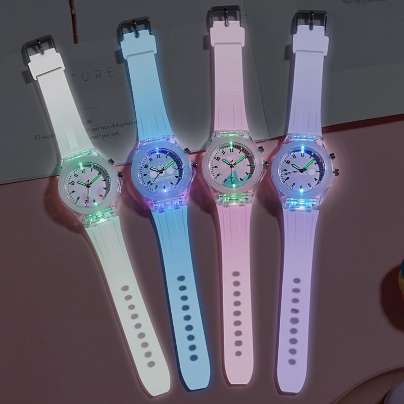 Jam Tangan Wanita Analog Quartz Jelly LED Korean Fashion / Jam Tangan Jelly LED Import