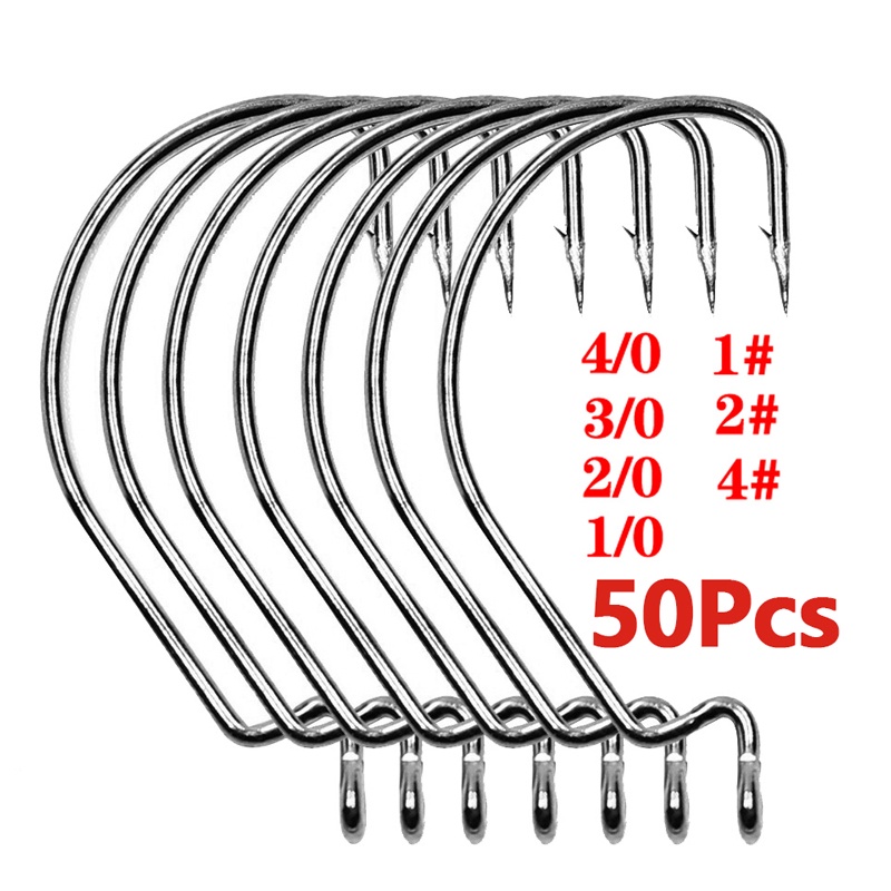 50pcs / Set Kail Umpan Pancing Bahan Carbon Steel Untuk Cacing Lembut