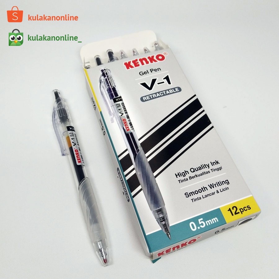 

KENKO V-1/Pulpen Gel / Bolpen / Bulpen / Ballpoint Gel 0.55 KENKO V1 (1 Pak isi 12 Pcs)