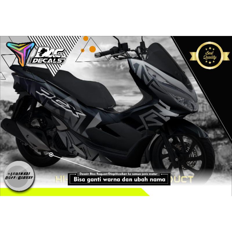 Sticker Decal Honda PCX Silver Black Abstrak Full Body