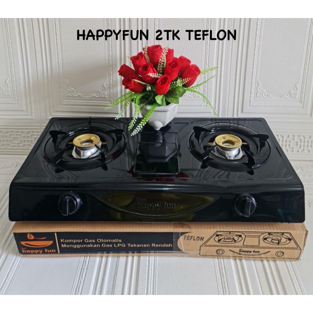 kompor gas 2 tungku happy fun teflon