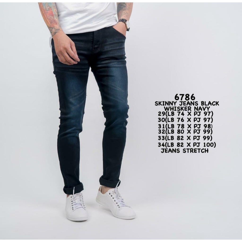 CELANA JEANS PRIA PULL&amp;BEAR BLACK WHISKER NAVY SKINNY STRETCH PULLANDBEAR PULL &amp; BEAR PULL P&amp;B BIRU