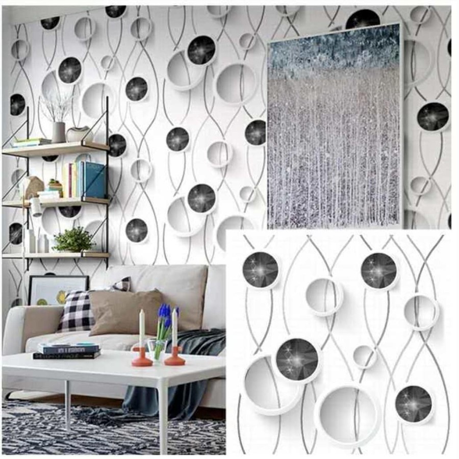 Wallpaper Sticker Dinding Motif Wave Bulat Ungu Panjang 10Meter x Lebar 45cm