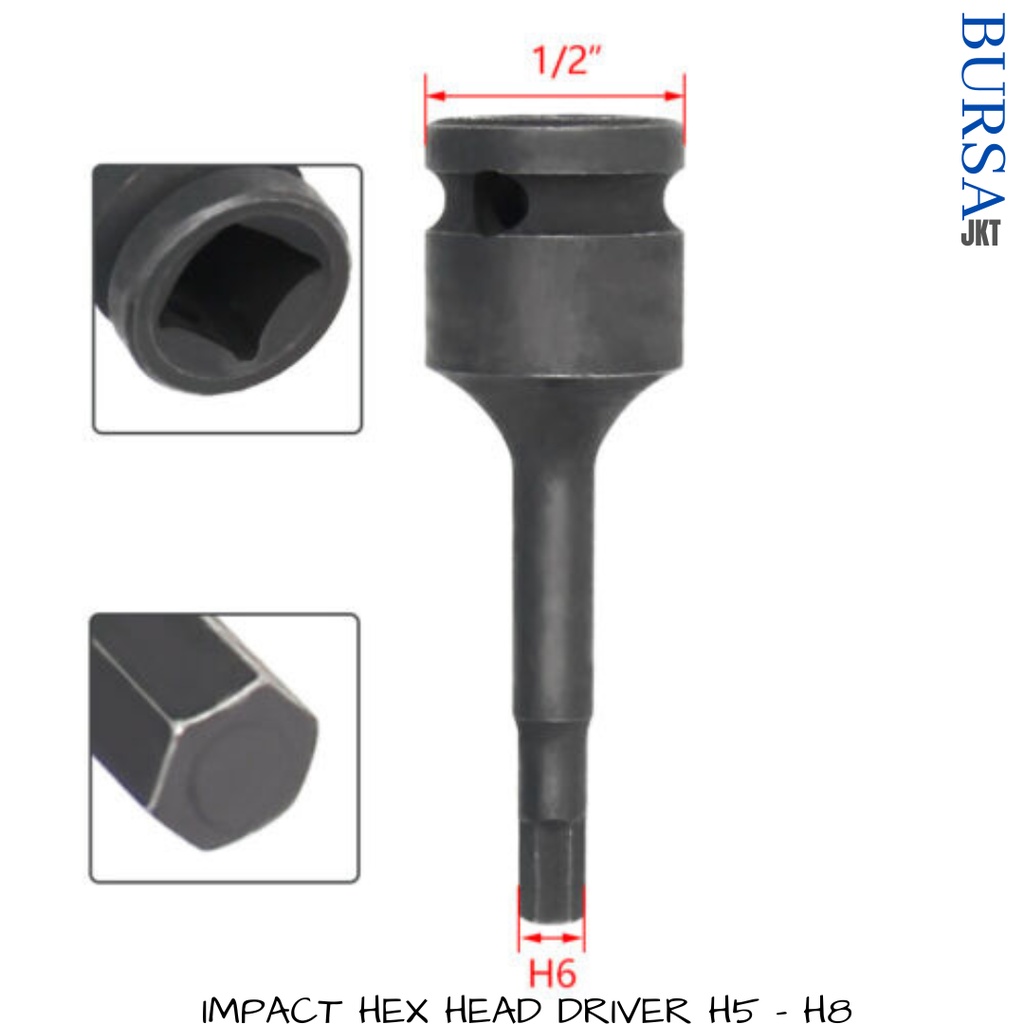 IMPACT SOCKET SOK HEX DRIVER 1/2 INCH H5 H6 H8