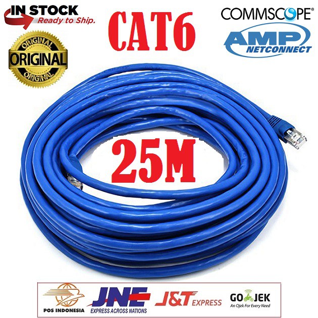 Kabel LAN Cat6 25M UTP AMP Commscope Original Siap Pakai 25 Meter