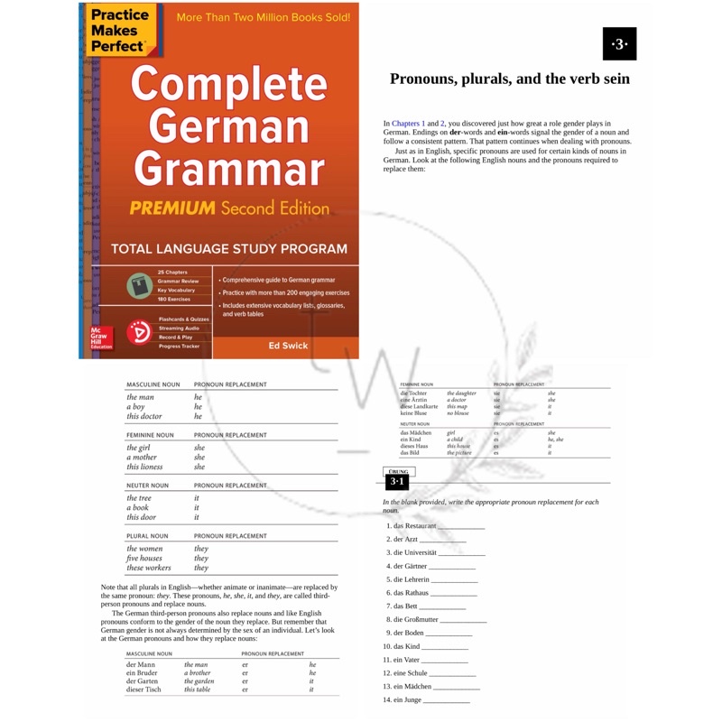 Complete German All in One / Basic German / Verb Tenses / Grammar / Vocabulary / Conversation / Sentence Builder - Practice Makes Perfect | Buku Bahasa Jerman Percakapan-Complete DE Grammar
