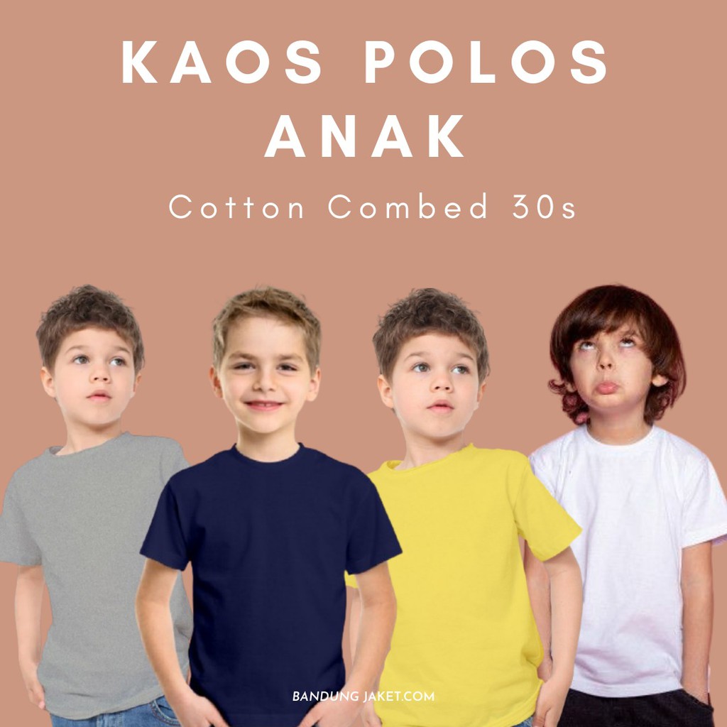 KAOS POLOS ANAK COTTON COMBED 30S [PREMIUM QUALITY] / COMBED REAKTIF 17 WRNA