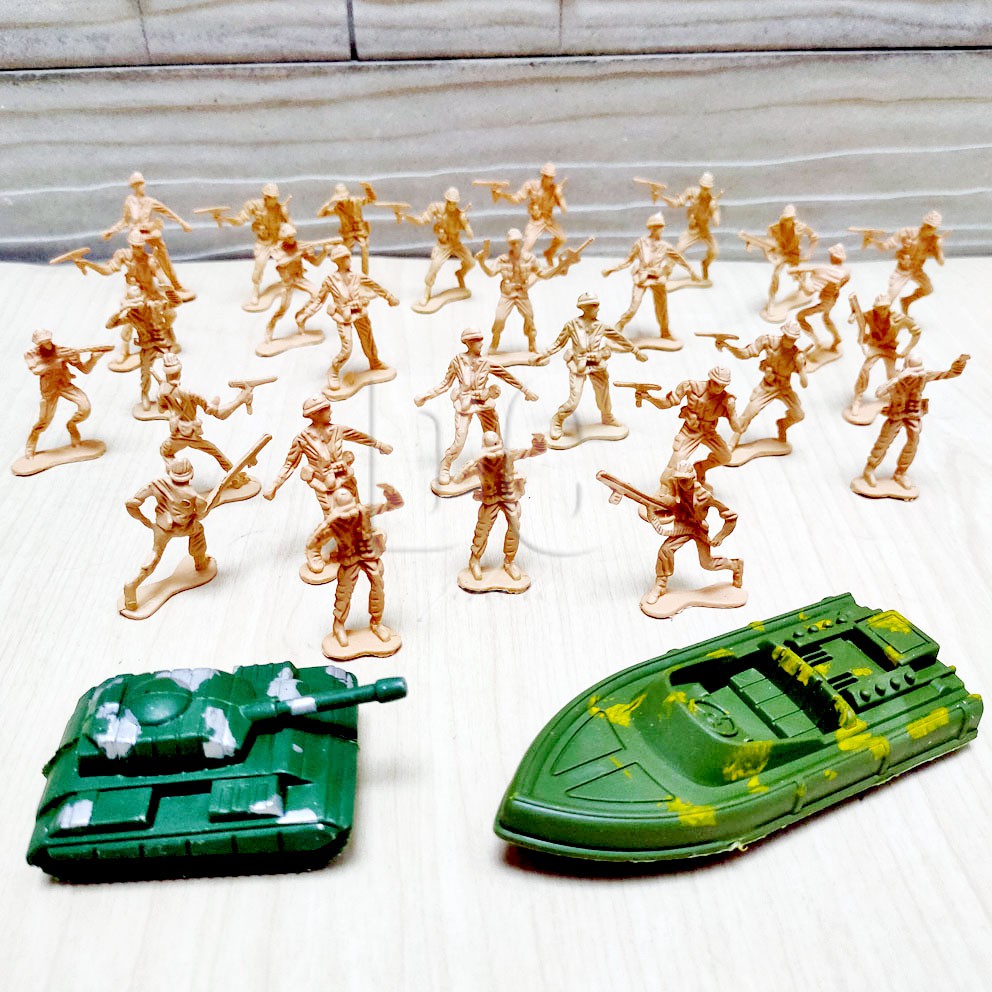 STEEL ARMY SET MAINAN MINI FIGURE TENTARA MILITER COMBAT SET