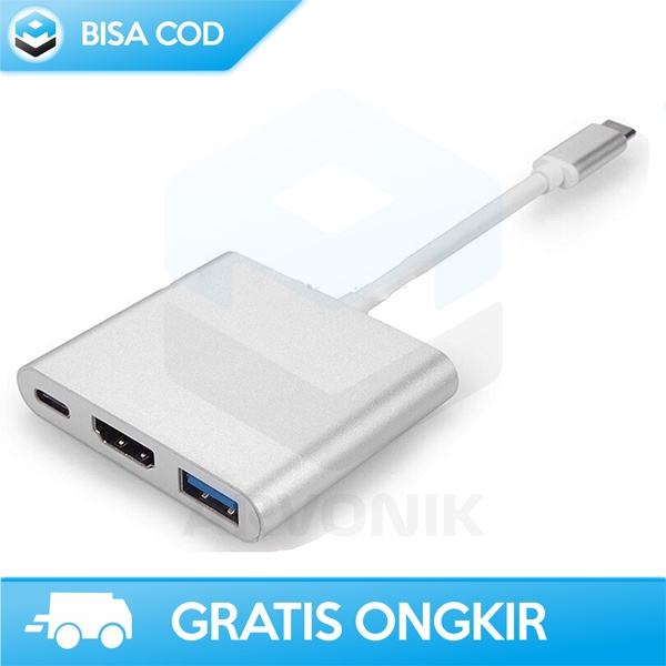 CONVERTER USB TYPE C 3 IN 1 USB TO HDMI BESIUNI 3 PORT SUPPORT 4K ORI