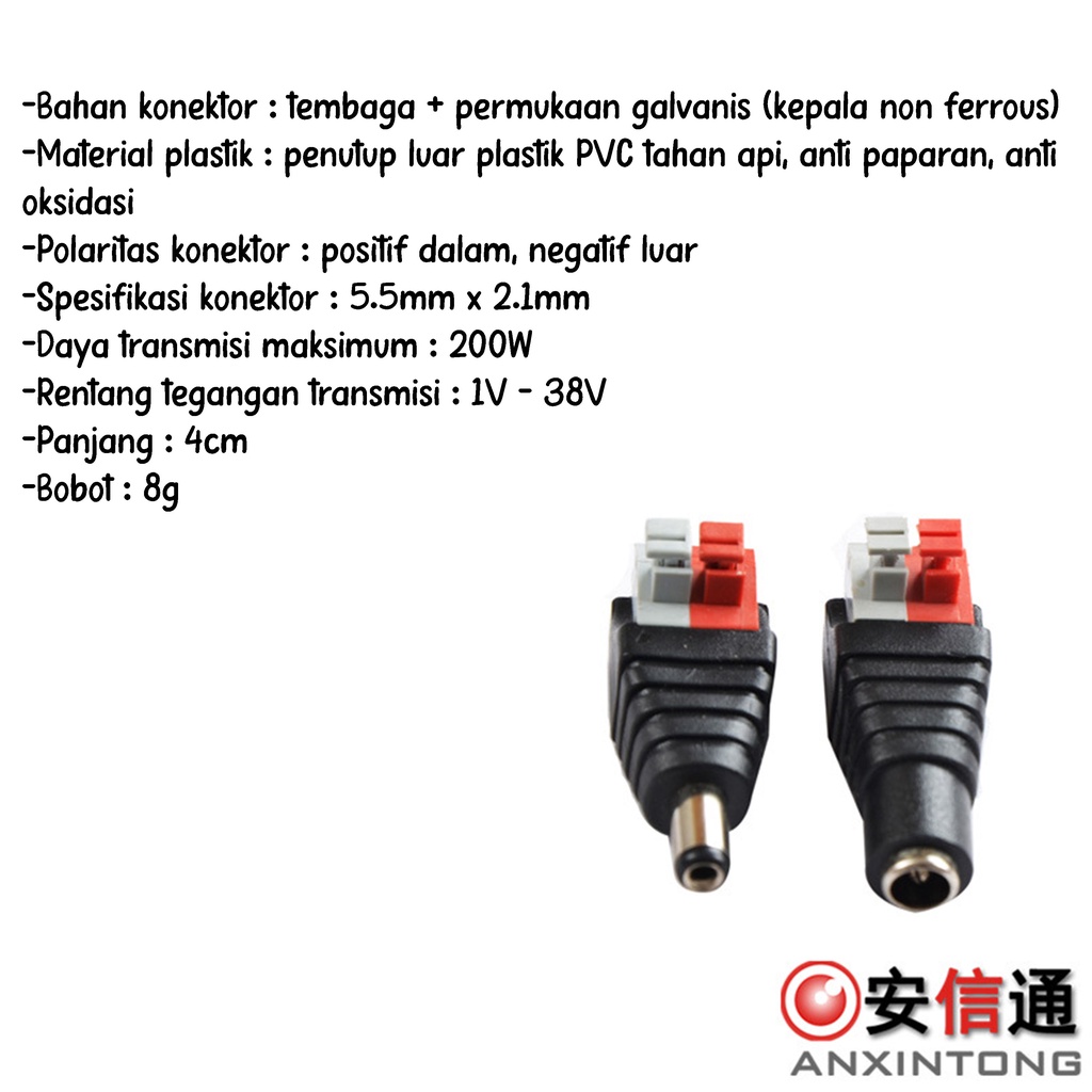 Colokan DC Power Plug Adapter Female dan Male Konektor Buat CCTV 5,5 x 3,1mm