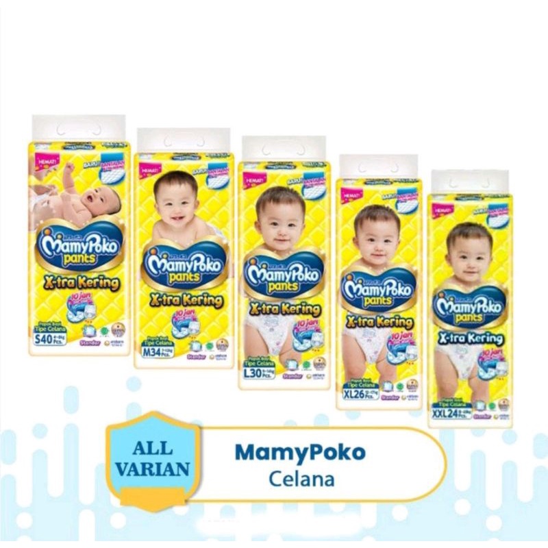 Mamypoko Pants S 40 M 34 L 30 XL 26 XXL 24 Standard Pempers Popok Bayi Anak tokozifa25