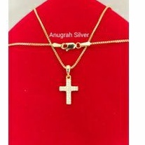 (COD)Kalung perak asli 925 Italy santa+liontin salib dewasa Rose gold/Silver lapisan emas kuning!!!!