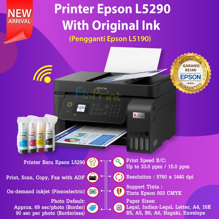 Printer Epson EcoTank L5290 L-5290 5290 All-in One Print Scan Copy WiFi ADF