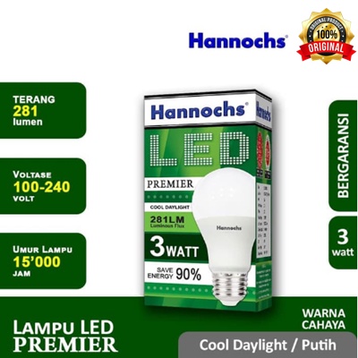 Lampu LED Hannochs Premier LED Bulb 3W Putih Garansi 1 Tahun - LED Premier Hannochs 3 Watt