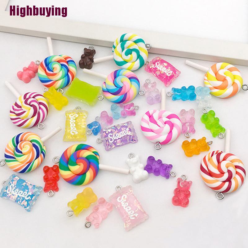 Hbid 32Pcs Charms Bentuk Permen Gummy Bear Bahan Resin Untuk Membuat Perhiasan DIY