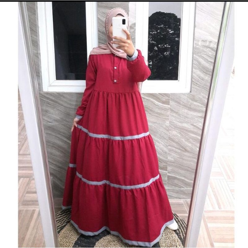 Gamis Susun Kancing Kombinasi ITY CREPE