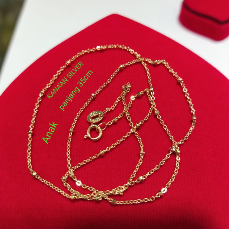 Kalung anak Jedar perak asli 925 warna Rose gold kilau perak asli/Silver 925 lapisan emas kuning mrn
