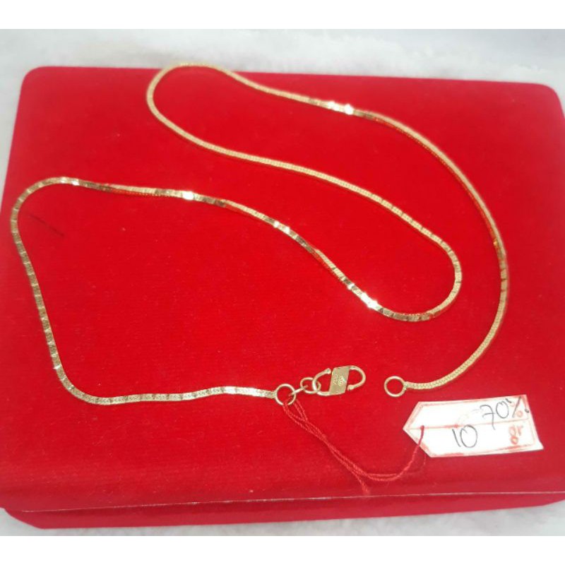 KL18K429K kalung emas asli model italy square berat 10 panjang 46.6cm kadar 70% 16k tok 700 ubs