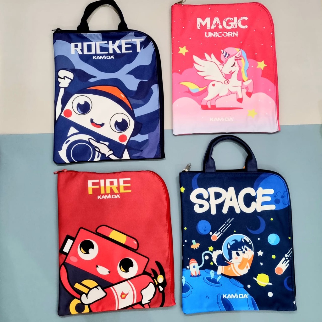 TAS FOLDER KANVAS PELINDUNG DOKUMEN A4 LAPTOP IPAD TABLET KAMIDA KIDS