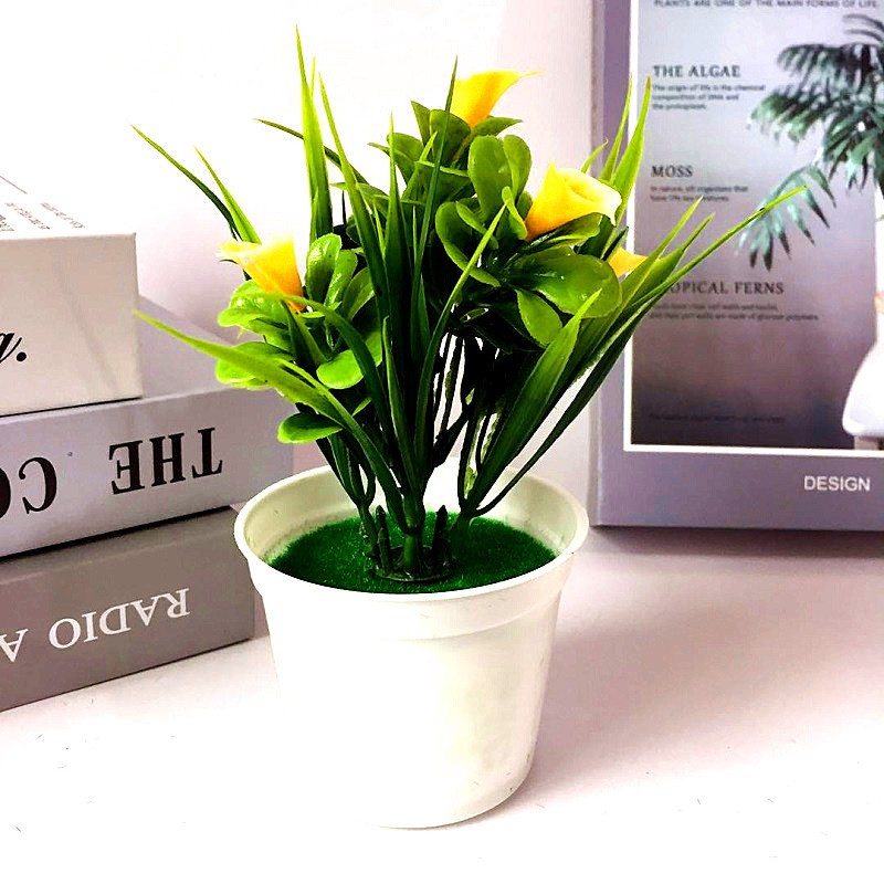 JM Pot Bunga Plastik / Tanaman Palsu / Bunga Hias Dekorasi Rumah Import Murah Jakarta PBP19-KUNING