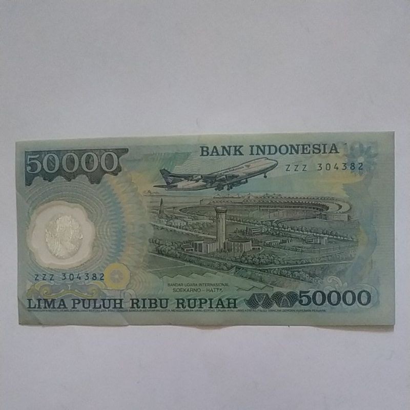 (GRESS) Uang kuno rp 50.000 50rb polymer plastik uang kuno soeharto mesem 50rb soperti 100rb polymer