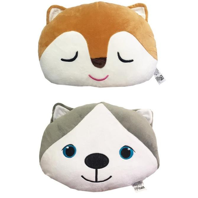 Bantal Sofa duduk Bantal Korea Jepang Motif Kepala Husky Fox